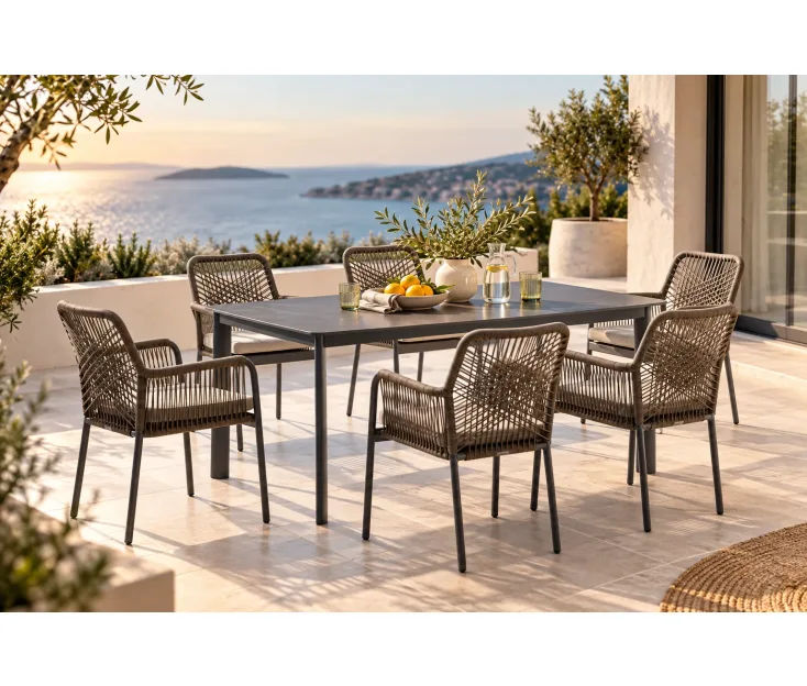 Kyoto Antracit / Alicante Tortora 1+6 Garden set