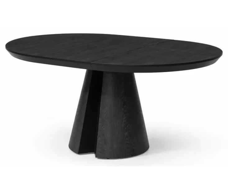 ROVERE 120+45 BLACK hrastova jedilna miza