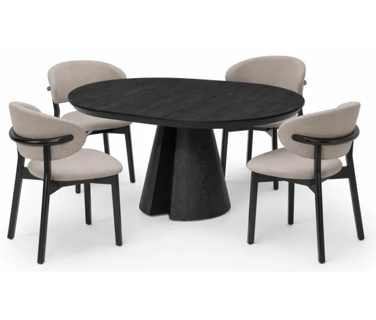 ROVERE 120+45 BLACK hrastova jedilna miza