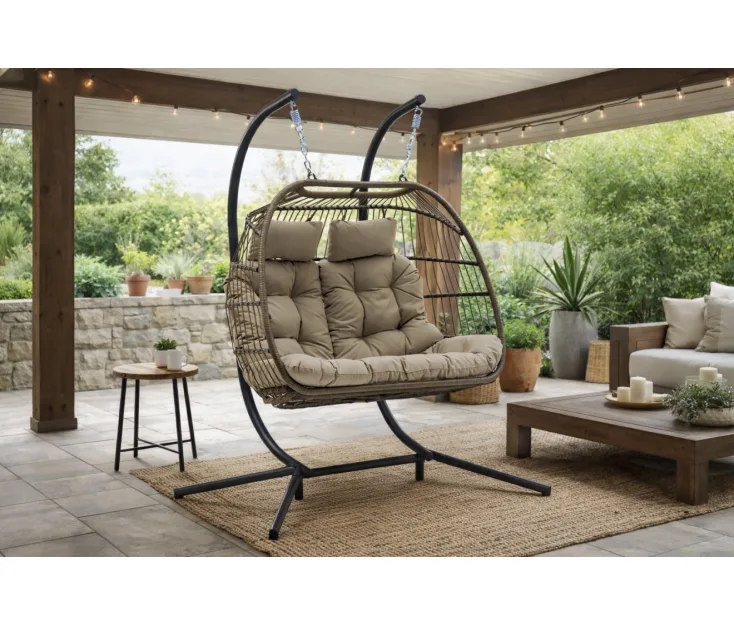 cool egg double taupe Hanging egg chair for 2 people