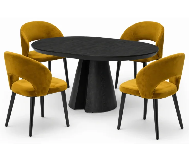 ROVERE 120+45 BLACK hrastova jedilna miza