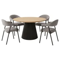 Freya Oak FI130 / Viki Grey 1+4 Dining set