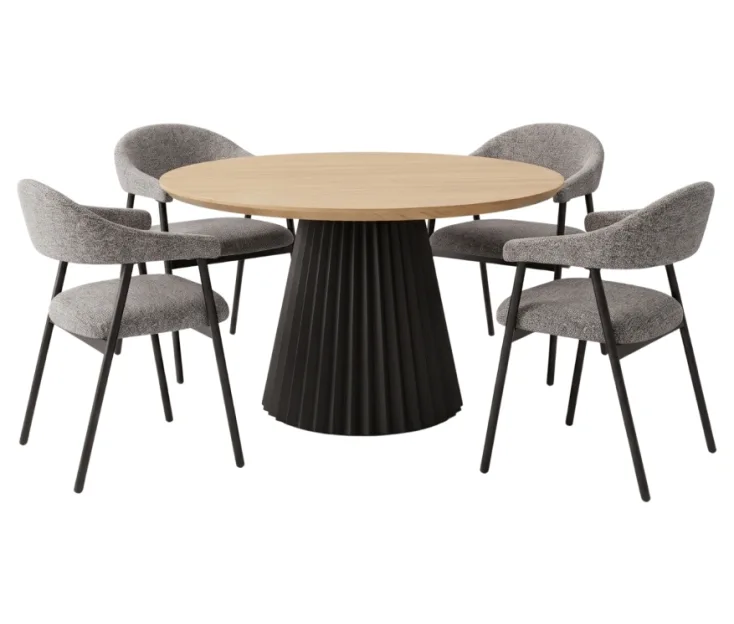 Freya Oak FI130 / Viki Grey 1+4 Dining set
