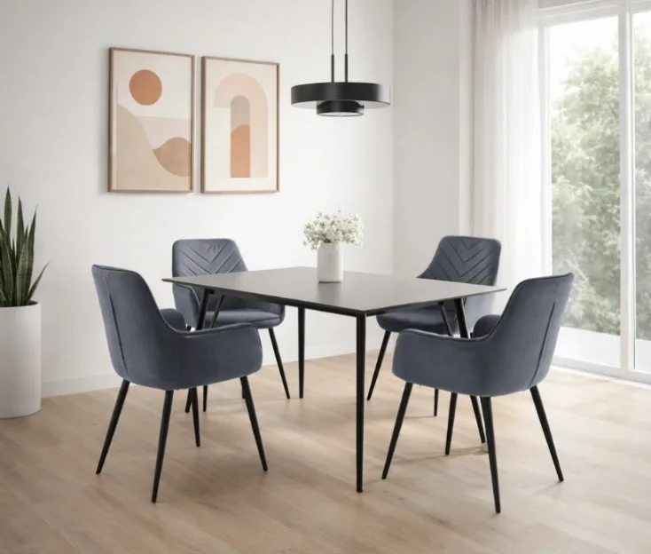 Kleopatra 160x90 / Remos Grey 1+4 Dining set