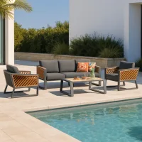 neia antracit/teak grt premium set da giardino