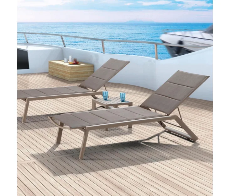 LUX ALU taupe ležalnik z dvojnim polnilom