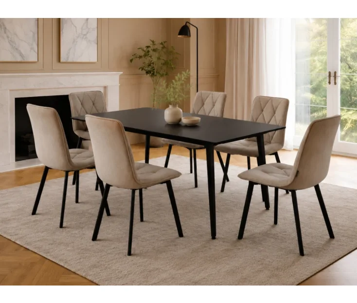 Kleopatra / Ana Beige 1+6 Dining set