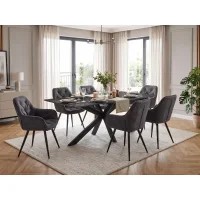 Kloe 180x90 Black / Amanda Graphite 1+6 Set da pranzo