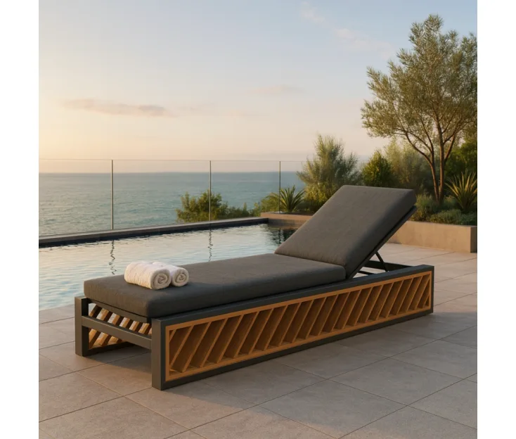 neia antracit/teak l premium ležalnik