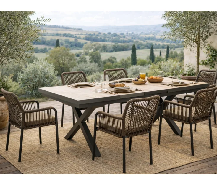 adeline 200-260/alicante at taupe 1+6 vrtna garnitura