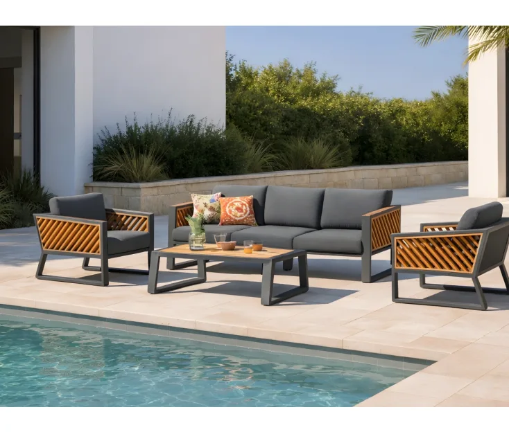 neia antracit/teak grt premium garden set