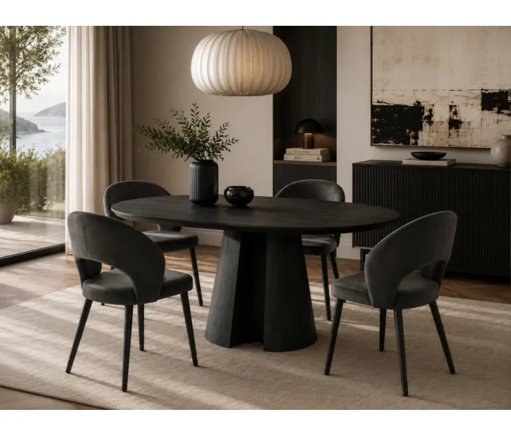 Rovere Black 120 / Fiore R Grey 1+4 Jedilna garnitura