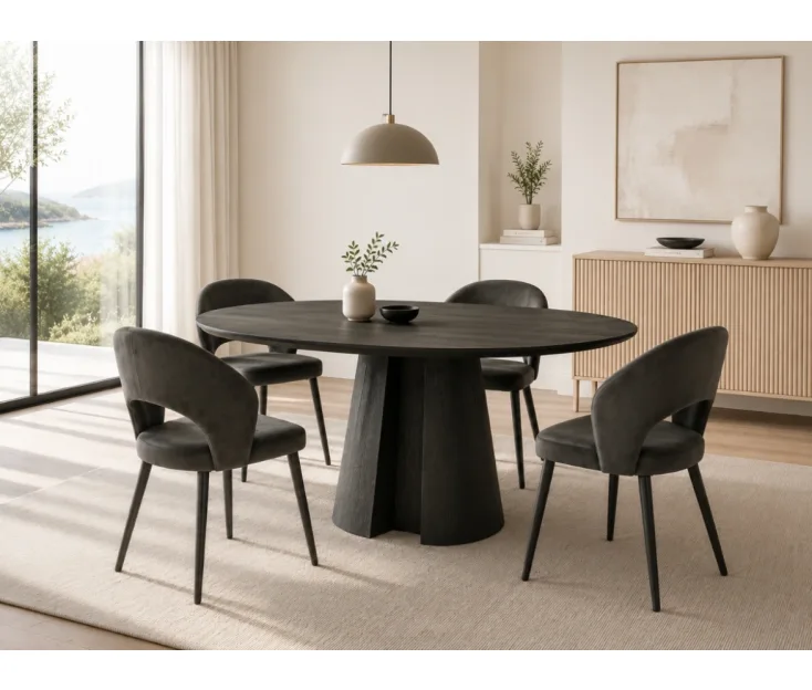 Rovere Black 120 / Fiore R Grey 1+4 Jedilna garnitura