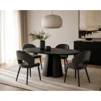 Rovere Black 120 / Fiore R Grey 1+4 Jedilna garnitura