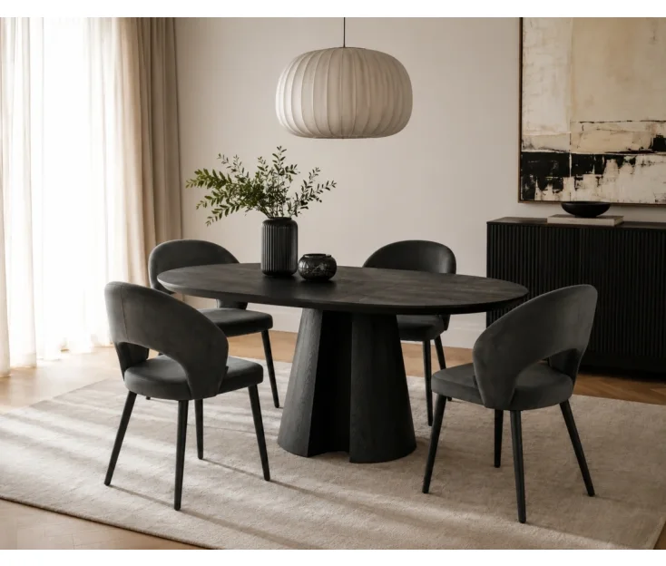 Rovere Black 120 / Fiore R Grey 1+4 Jedilna garnitura