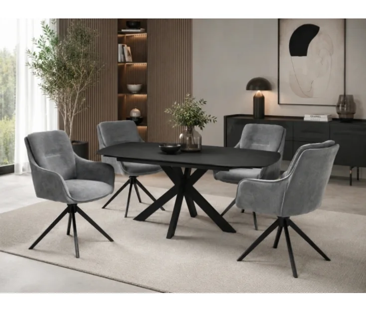 Smart Black 120 / Jason Grey 1+4 Jedilna garnitura