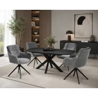 Smart Black 120 / Jason Grey 1+4 Jedilna garnitura