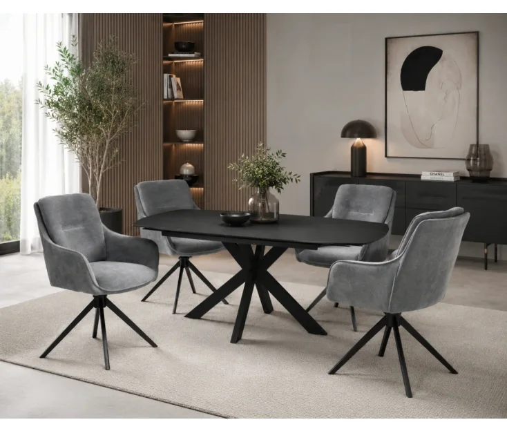 Smart Black 120 / Jason Grey 1+4 Jedilna garnitura