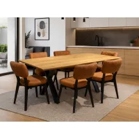 Vali X 200 / Patrick Cognac 1+6 Dining set