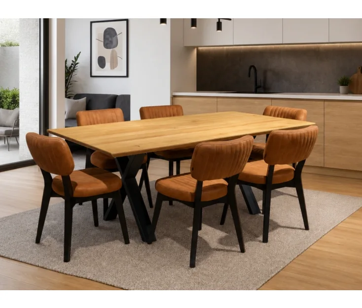 Vali X 200 / Patrick Cognac 1+6 Dining set