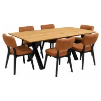 Vali X 200 / Patrick Cognac 1+6 Dining set