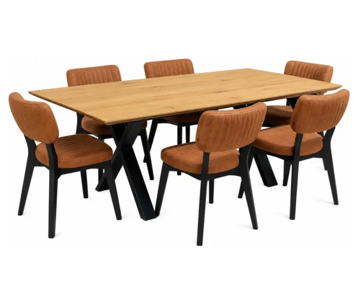 Vali X 200 / Patrick Cognac 1+6 Dining set
