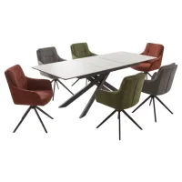 Vena White 160+40 / Jason 1+6 Dining set