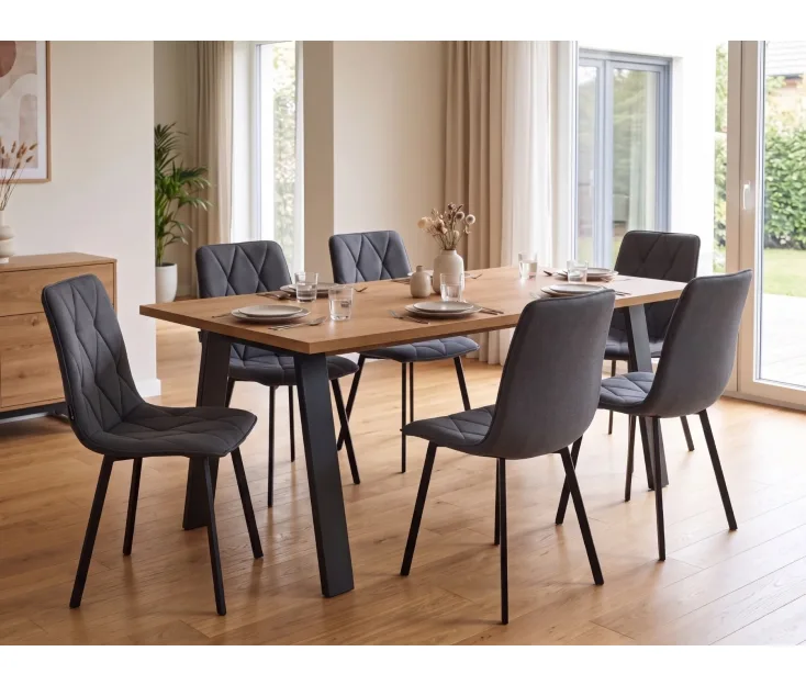 Vitra Oak 200x90 / Ana Grey 1+6 Set da pranzo