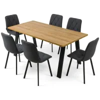 Vitra Oak 200x90 / Ana Grey 1+6 Set da pranzo