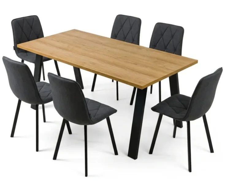 Vitra Oak 200x90 / Ana Grey 1+6 Set da pranzo